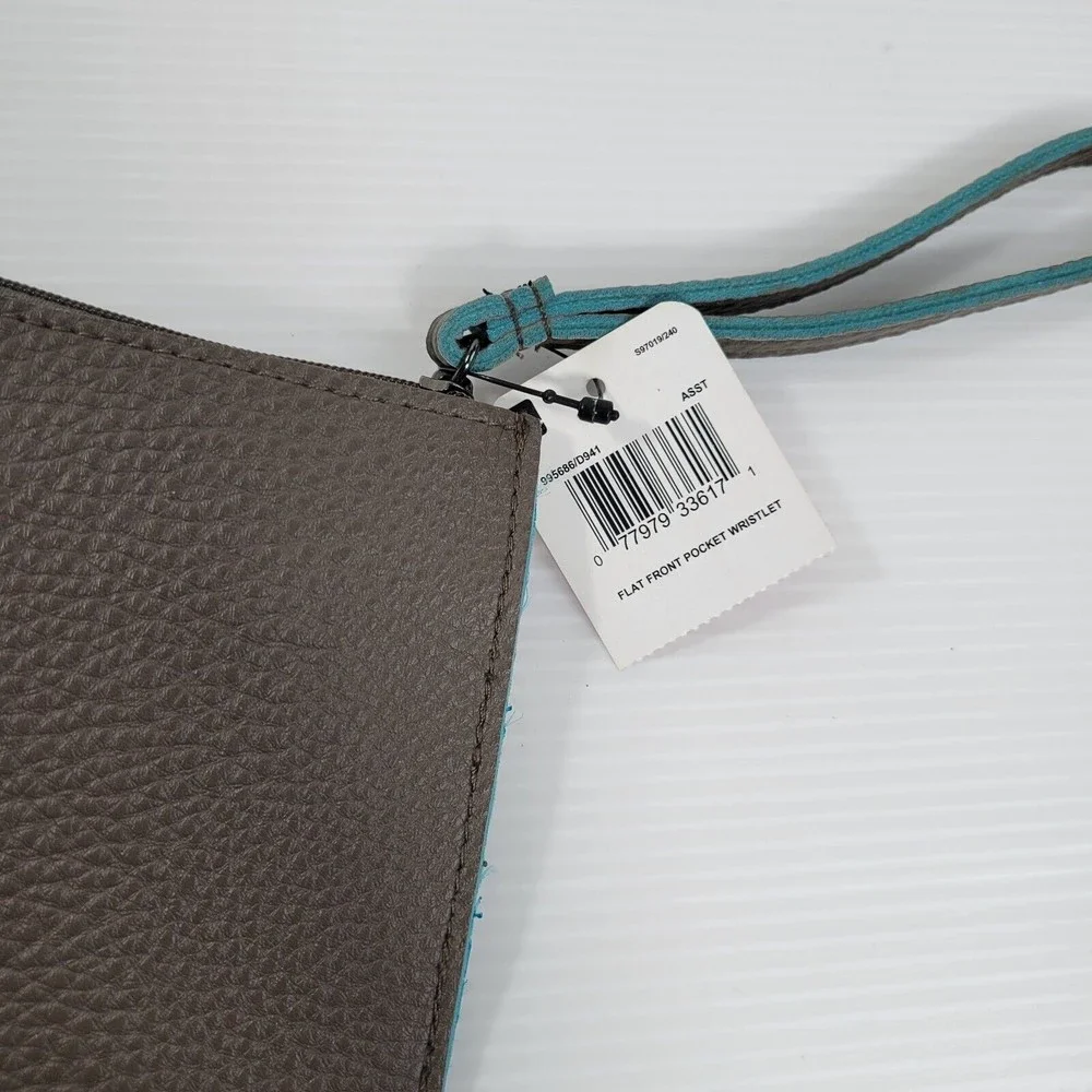 Mundi Flat Front Pocket Wristlet Laser Cut Circle Pattern Snap Zip Wallet NEW